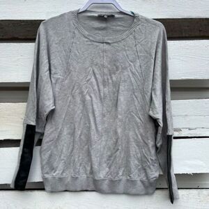 EUC Gray Sweater With Faux Leather Accents